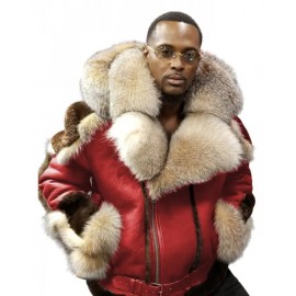 Men's Retro Style Short Winter Jacket with oversized fur collar and hood