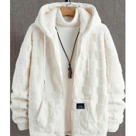 Men's Plush Cozy Fleece Lined Casual Hooded Sweater Jacket