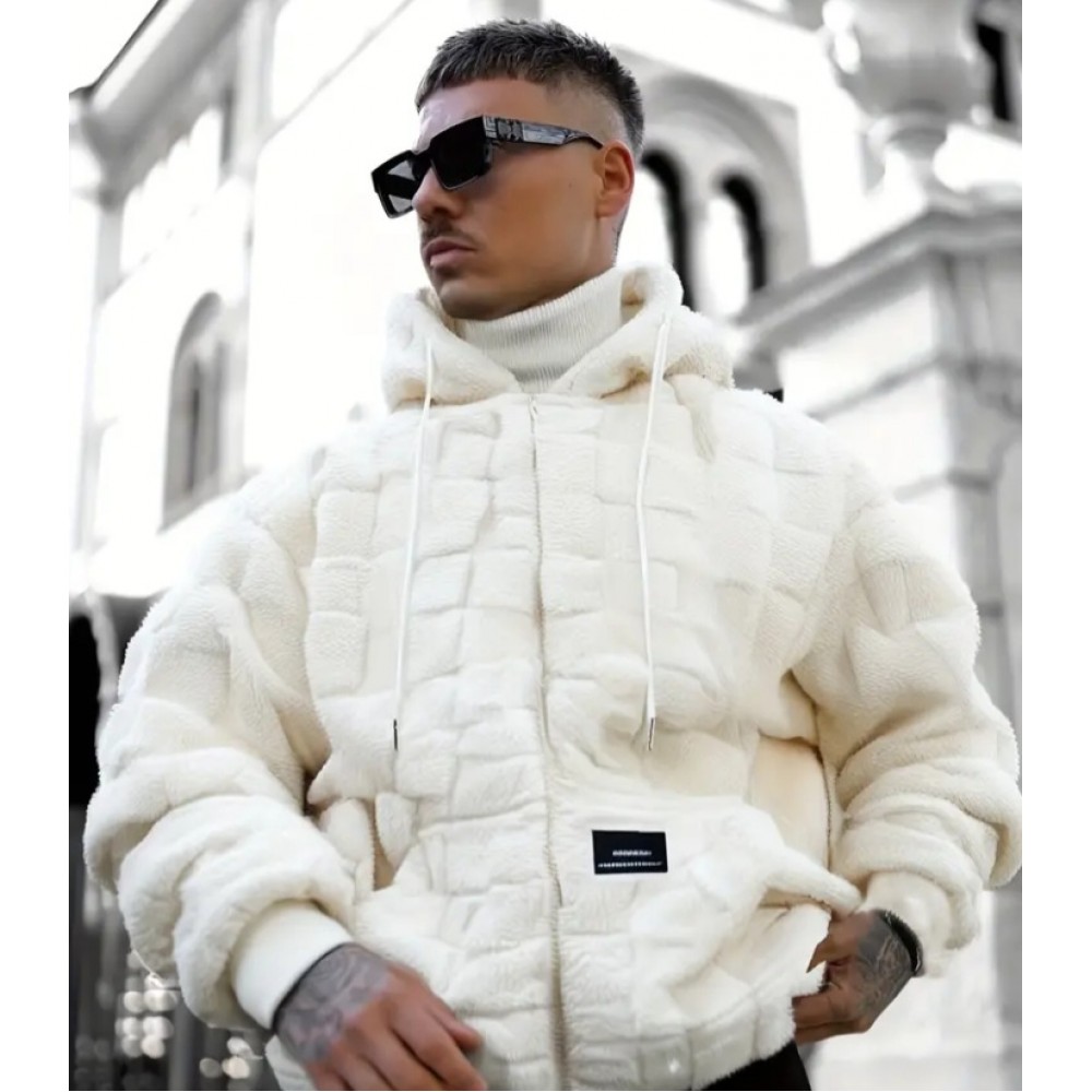 Men's Plush Cozy Fleece Lined Casual Hooded Sweater Jacket