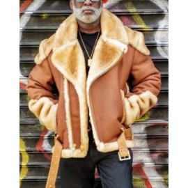 Men's Thick Full Leather Jacket with Fleece Closure