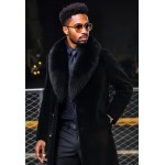 Men's Elegant Plush Faux Fur Formal Winter Coat with Lapel Collar