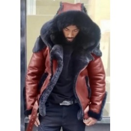 Men's Thick Plus-Size Hooded Fur Jacket with Fur like collar