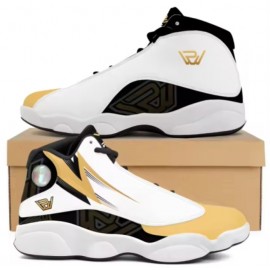 New Russ Wears White, Black and Gold Unisex Sport Sneaker