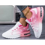Women's Pink and White All-Season Breathable Mesh Cushioned Running Sneakers