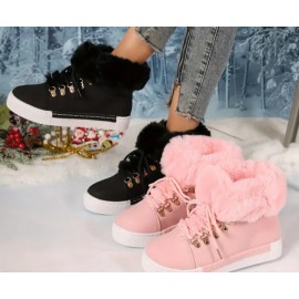 Women''s Winter Warm Faux Collar Stylish Snow Boots