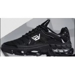 Russ Wears Black Air Cushioned Sole Lace Up Running Sneakers