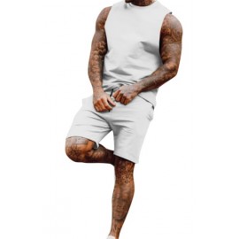 Men's Two-Piece Sleeveless Jogger Tracksuit Short Set