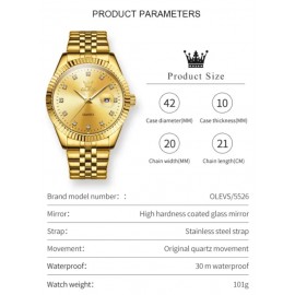 Men's Luxury Waterproof Gold Quartz Wristwatch