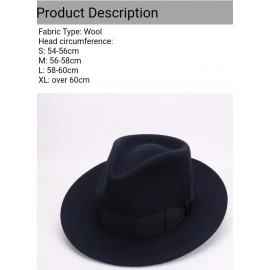 Unisex Wide Brim Wool Fedora Hat