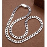 Sterling Silver Cuban Link Chain Necklace and Bracelet