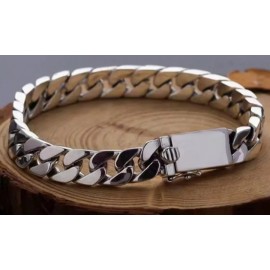 Sterling Silver Cuban Link Chain Necklace and Bracelet