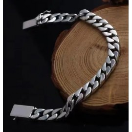 Sterling Silver Cuban Link Chain Necklace and Bracelet