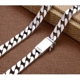 Sterling Silver Cuban Link Chain Necklace and Bracelet