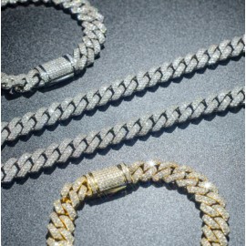 Zircon Cuban Link Silver Hand Bracelet
