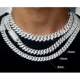 Moissanite 925 Silver Cuban Link Iced Out Chain Necklace