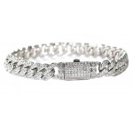 Zircon Cuban Link Silver Hand Bracelet