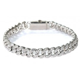 Zircon Cuban Link Silver Hand Bracelet