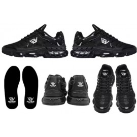 Russ Wears Black Air Cushioned Sole Lace Up Running Sneakers