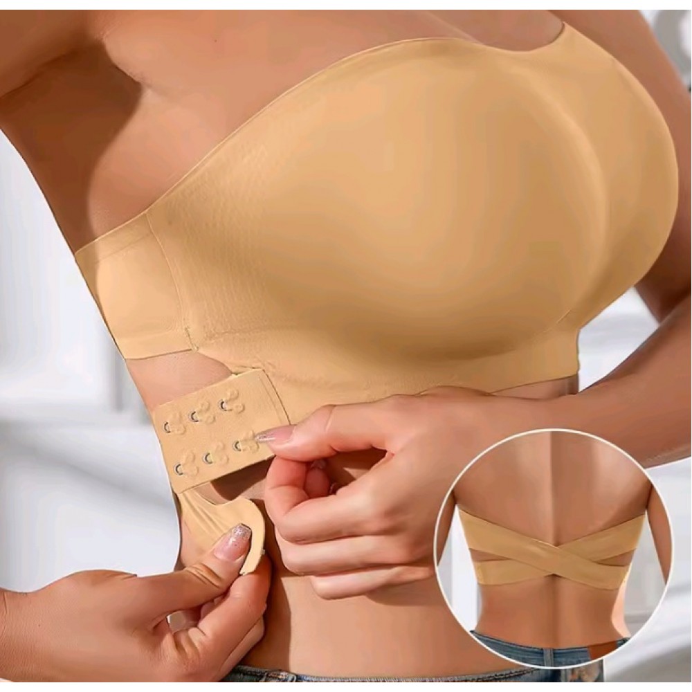 Women's 3PCS Solid Color Seamless Strapless Side Wireless Bra