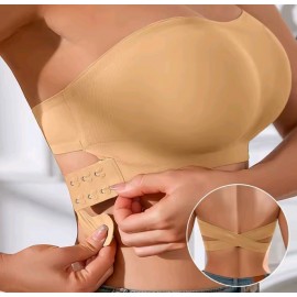 Women's 3PCS Solid Color Seamless Strapless Side Wireless Bra