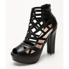 Women's Elegant Lace-Up High Block Heel Shoes