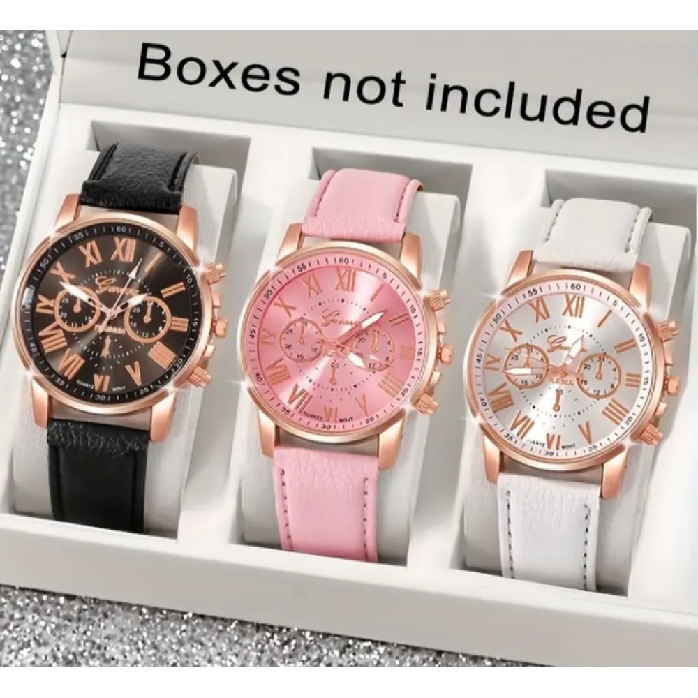 Elegant 3PCS Roman Quartz Women's Watches