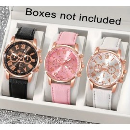 Elegant 3PCS Roman Quartz Women's Watches