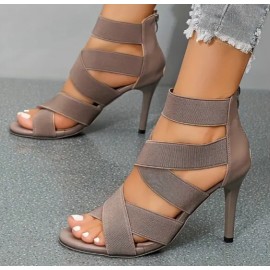 Women's Stylish Strappy Stiletto Heel Slip-On Shoes
