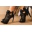 Women's Stylish High Heel Block Ankle Strap Lace Boots