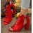 Women's Vibrant Red Knit High Heel Sandals