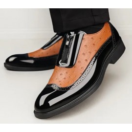 Genuine Leather Two-Tone Slip-On Loafers