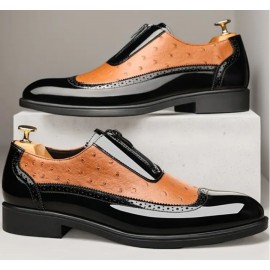 Genuine Leather Two-Tone Slip-On Loafers
