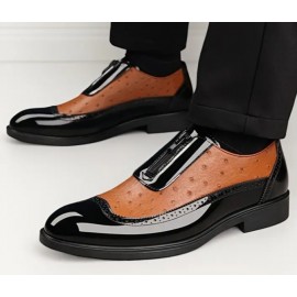 Genuine Leather Two-Tone Slip-On Loafers