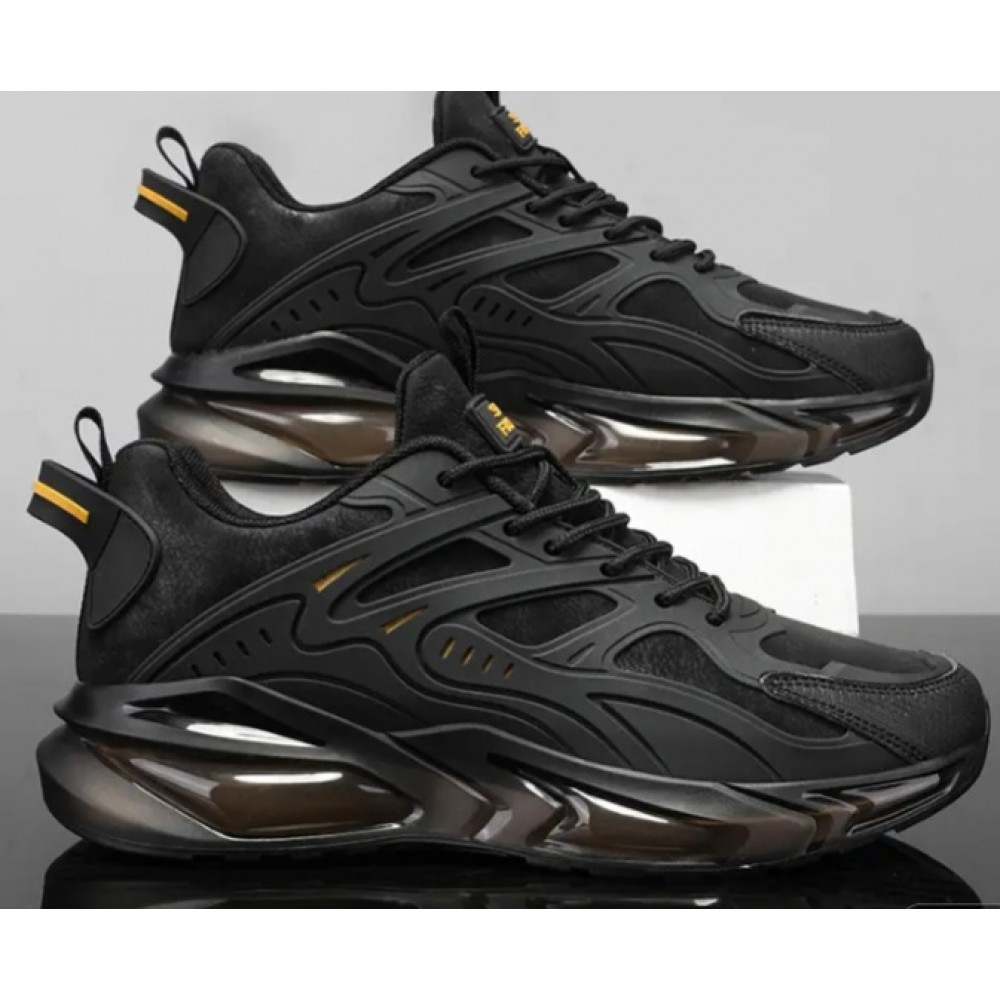 Men Breathable Non-Slip All Black Sneakers