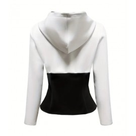 Women's Casual White and Black all season hooded jacket