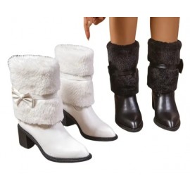 Women's Stylish Mid-Calf with bow platform high heel winter boots