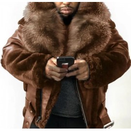 Men's Casual Winter Coat with Large Fur Collar