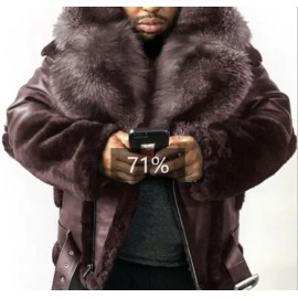Men's Casual Winter Coat with Large Fur Collar
