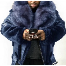 Men's Casual Winter Coat with Large Fur Collar