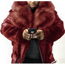 Men's Casual Winter Coat with Large Fur Collar