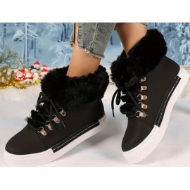 Women''s Winter Warm Faux Collar Stylish Snow Boots