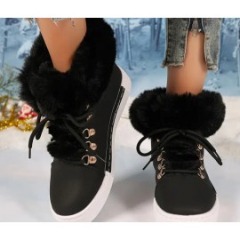 Women''s Winter Warm Faux Collar Stylish Snow Boots