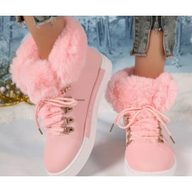 Women''s Winter Warm Faux Collar Stylish Snow Boots