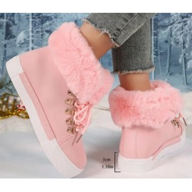 Women''s Winter Warm Faux Collar Stylish Snow Boots