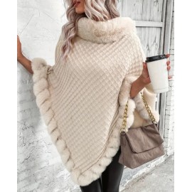 Women's Light Weight Faux Fur Oversized Cape Sweater Shawl