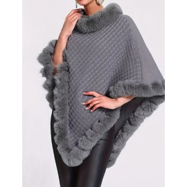 Women's Light Weight Faux Fur Oversized Cape Sweater Shawl