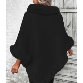 Women's Light Weight Faux Fur Oversized Cape Sweater Shawl