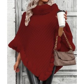 Women's Light Weight Faux Fur Oversized Cape Sweater Shawl