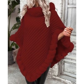 Women's Light Weight Faux Fur Oversized Cape Sweater Shawl
