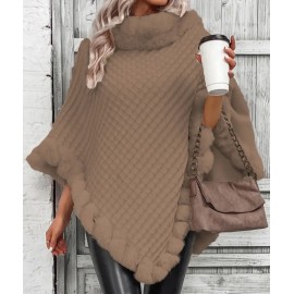 Women's Light Weight Faux Fur Oversized Cape Sweater Shawl